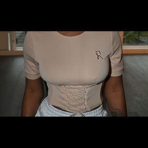 GSUWOO brand, corset tie up top